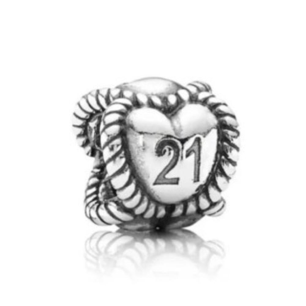 Authentic Pandora Silver Heart 21st Birthday Charm